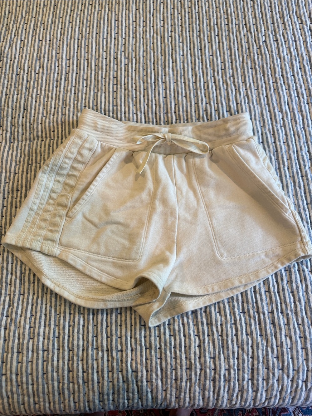 Senita Athletics Cream Drawstring Athletic Shorts
